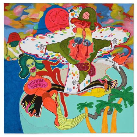 Sample artwork by Peter Saul (Born 1934), known for mod droll parody, caricature - View similar artists and auction records
