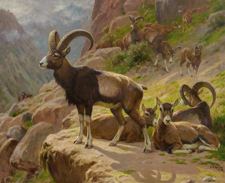 Sample artwork by Georges Roetig (1873 - 1961), known for animal, wildlife in landscape - View similar artists and auction records