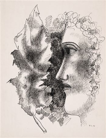 Femme à la feuille (recto); Études (verso)