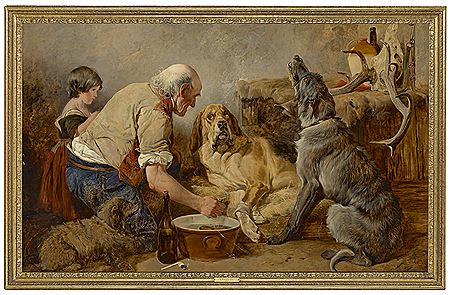 The wounded hound by Richard Ansdell - Auction record, sale price, and art valuation. Compare with similar artists and explore comparable artworks.