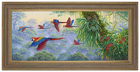 Sample artwork by Kim Brooks (Born 1936), known for photo real tropical birds and wild animal painting - View similar artists and auction records