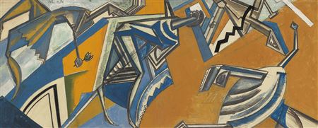 Sample artwork by Wyndham Lewis (1882 - 1957), known for vorticist painting-portraits and war themes, writing - View similar artists and auction records