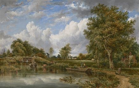 Dedham Lock on the River Stour by Frederick Waters Watts - Auction record, sale price, and art valuation. Compare with similar artists and explore comparable artworks.