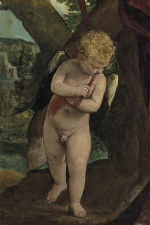 Cupid holding the reins of Mars' charger - a fragment