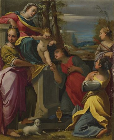 The Virgin and Child with Saints Agnes, Mary Magdalene, Cecilia and Margaret by Carlo Bononi - Auction record, sale price, and art valuation. Compare with similar artists and explore comparable artworks.
