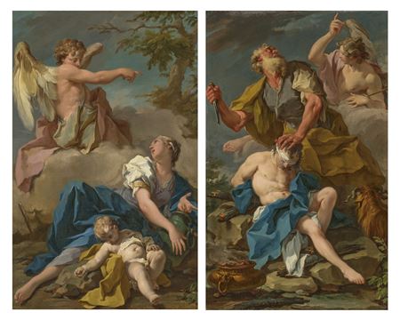 The Angel appearing to Hagar and Ishmael; and The Sacrifice of Isaac (Pair)