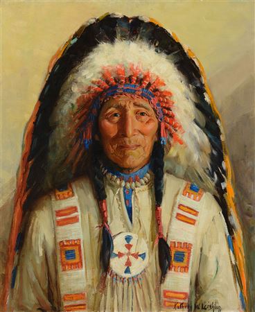 "Chief of the Stoney Indians, Morley, Alberta, Canada"