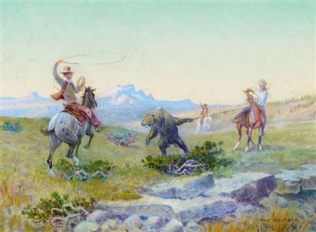 Cowboys Roping a Bear