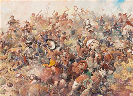 Sample artwork by Nick Eggenhofer (1897 - 1985), known for western illustration, frontier painting - View similar artists and auction records