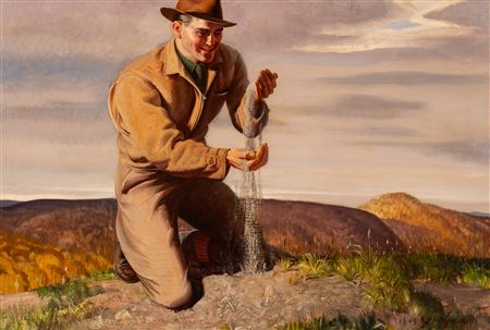 Farmer Sifting Soil