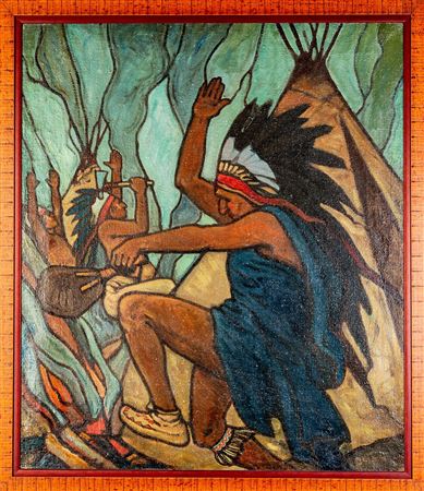 Native American Scene by Thomas Garland Greene - Auction record, sale price, and art valuation. Compare with similar artists and explore comparable artworks.