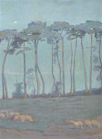 Blue Landscape with Sheep