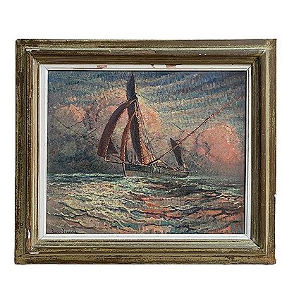 Thonier par jolie brise de couchant (ciel de traine orageuse) by Pierre Fleury - Auction record, sale price, and art valuation. Compare with similar artists and explore comparable artworks.