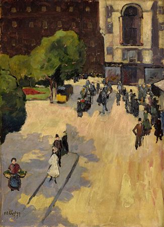 Düsseldorf city scene, 1919 by Carl Ferdinand Curten - Auction record, sale price, and art valuation. Compare with similar artists and explore comparable artworks.