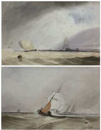 'Shipping in a Stiff Breeze' and 'A Frigate drawing close to a Fishing Boat', pair