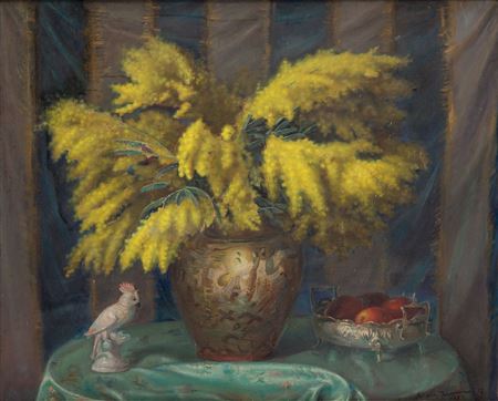 Still life with mimosa and a parrot, 1959