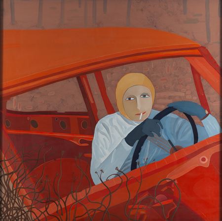 Self-portrait with a cigarette ("In the car I"), 1975