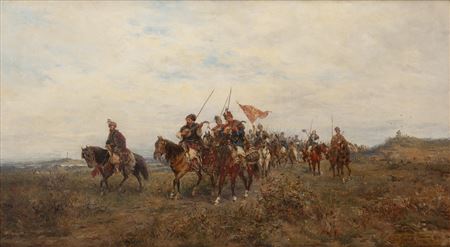 Army march across the steppe