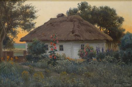 Landscape with a cottage at dusk