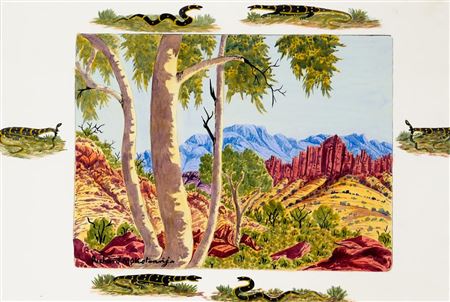 Sample artwork by Richard Moketarinja (1918 - 1983), known for aboriginal art - View similar artists and auction records
