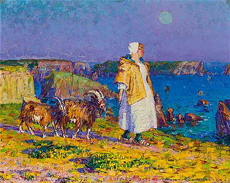 SOUVENIR DE BELLE–ÎLE (MARIANNA RUSSELL WITH GOATS, GOULPHAR, BELLE–ÎLE), 1897 by John Peter Russell - Auction record, sale price, and art valuation. Compare with similar artists and explore comparable artworks.