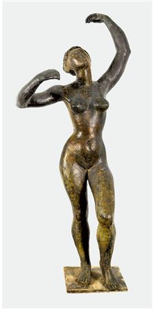 Female nude standing in a dance movement