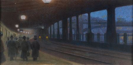 Wiener Stadtbahn station Ferdinandbrücke at night