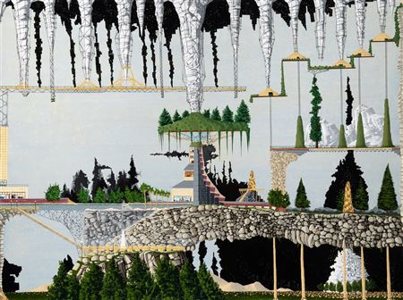 Untitled (2 Houses, Green Mound, White Mound, White Stalagtites), 2000