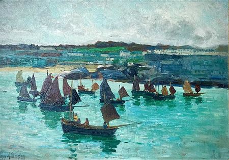 The Fishing Fleet Off Pedn Olva, St Ives by John Mallard Bromley - Auction record, sale price, and art valuation. Compare with similar artists and explore comparable artworks.