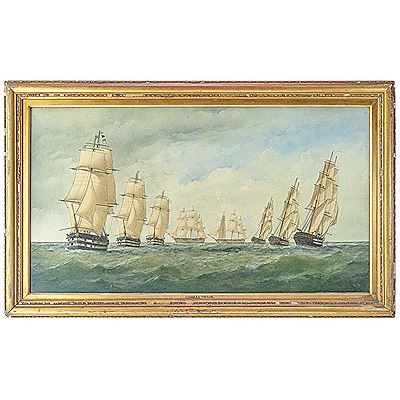 A Squadron of one Three-Decker and Seven Two-Deckers Tacking in Line