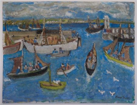Sample artwork by Mary Jewels (1886 - 1977), known for landscape, portraits, marine and harbor scene painting - View similar artists and auction records
