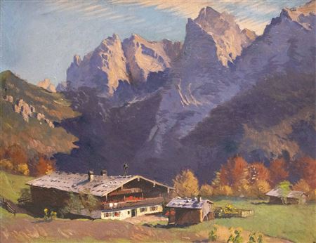 Hinterkaiserhof with Wilder Kaiser by Josef Meng - Auction record, sale price, and art valuation. Compare with similar artists and explore comparable artworks.