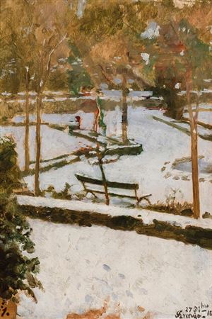 Snowy park by Joaquin Araujo Y Ruano - Auction record, sale price, and art valuation. Compare with similar artists and explore comparable artworks.
