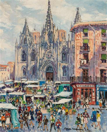 Cathedral - Barcelona by Ramon Lopez Munoz - Auction record, sale price, and art valuation. Compare with similar artists and explore comparable artworks.