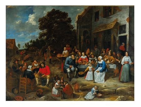 A company feasting outside a tavern by Gillis van Tilburg II - Auction record, sale price, and art valuation. Compare with similar artists and explore comparable artworks.