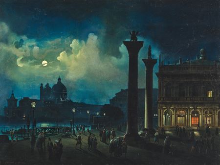 Venice, view of Santa Maria Salute in the moonlight
