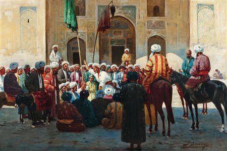 Samarkand, in front of the Sher-Dor Madrasa