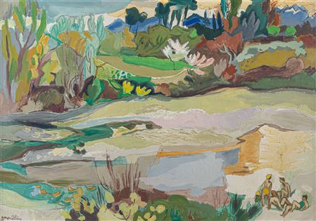 Bathers near the river