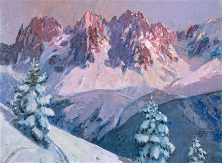 The Needles of Chamonix at dusk