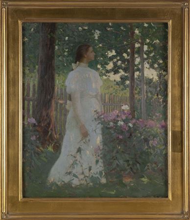 Woman in a garden.