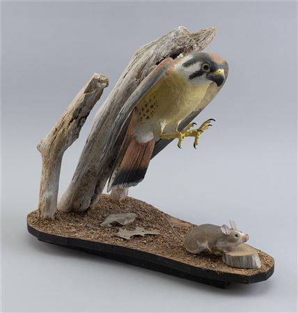 LIFE-SIZE KESTREL CARVING