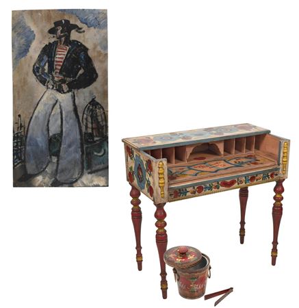 Desk With Painted Decoration Of Hearts And Flowers by Peter Hunt - Auction record, sale price, and art valuation. Compare with similar artists and explore comparable artworks.