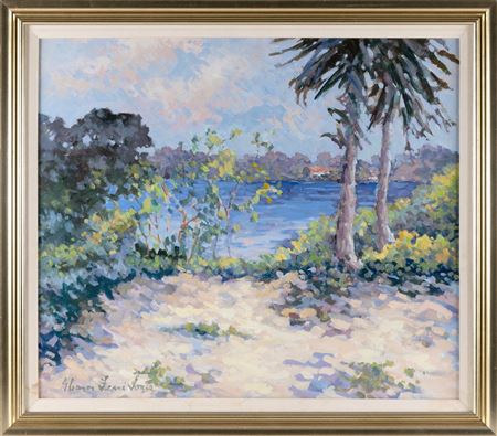 Coastal landscape with palm trees