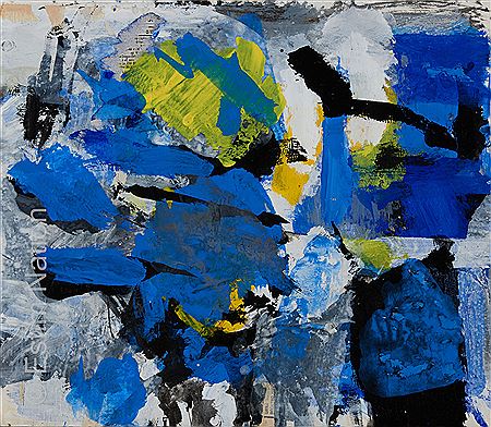 Composition in blue, yellow and black