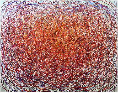 Sample artwork by Shane Guffogg (Born 1962), known for circle thread image painting - View similar artists and auction records