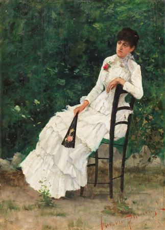 La signora Iginia Frediani in giardino