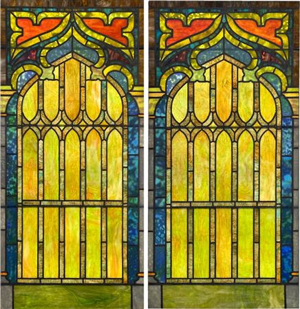 Pair of Tiffany Studios Gothic Revival Windows