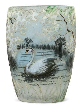 Cameo Glass Miniature "Swan" Vase