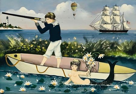 Sailor & Mermaid In A Skiff