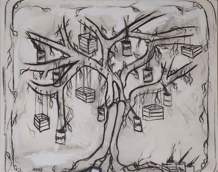 Chassis-trees (Pollock's dripping boxes) - series Greenyard pieces 1994-1996, 1995
